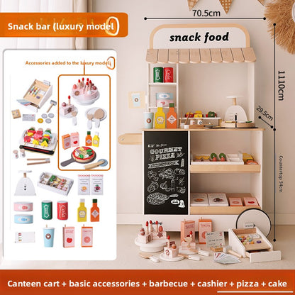Wooden Pretend Play Convenience Store Cart for Kids
