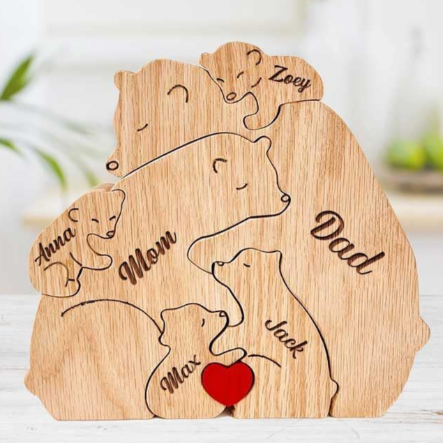 Wooden Puzzle Family Bear DIY Home Decor