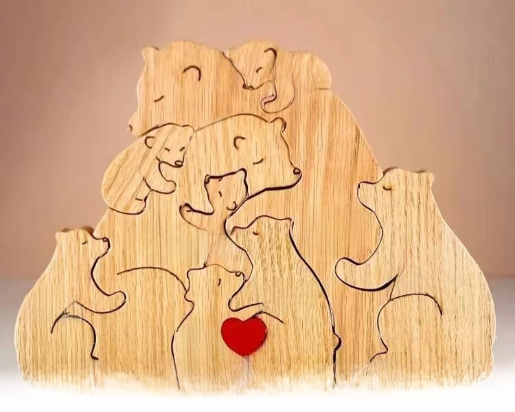 Wooden Puzzle Family Bear DIY Home Decor