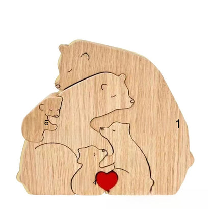 Wooden Puzzle Family Bear DIY Home Decor