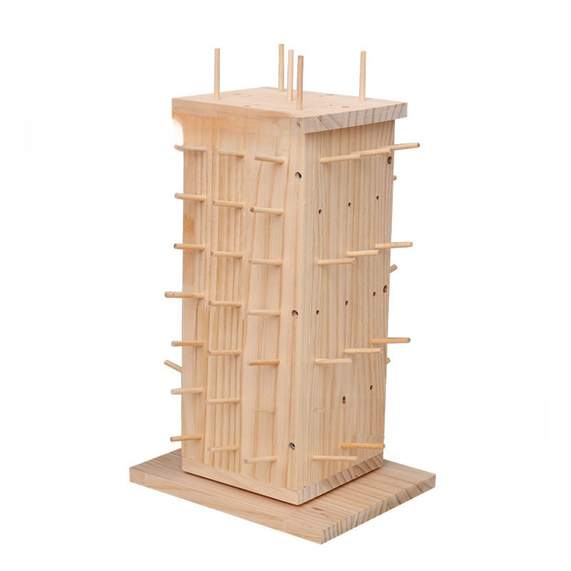 Wooden Rotatable Thread Bobbin Storage Rack