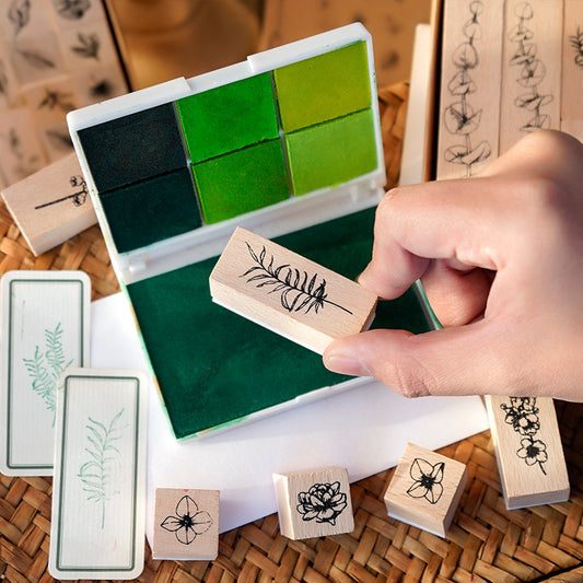 Wooden Rubber Stamp Set