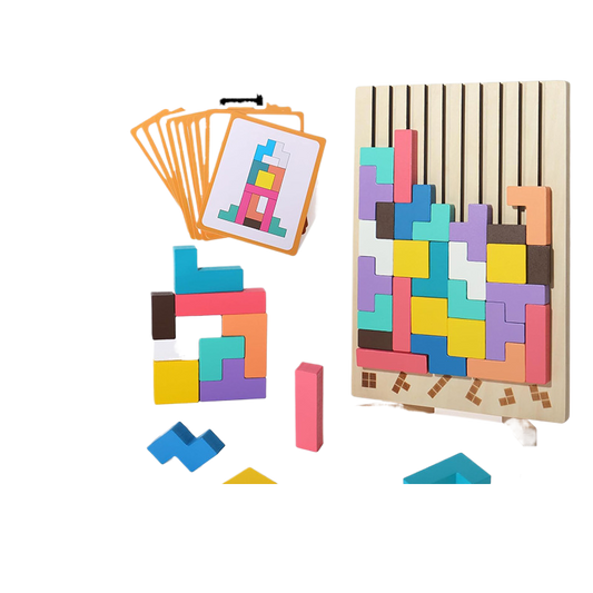 Wooden Russian Tetris toy