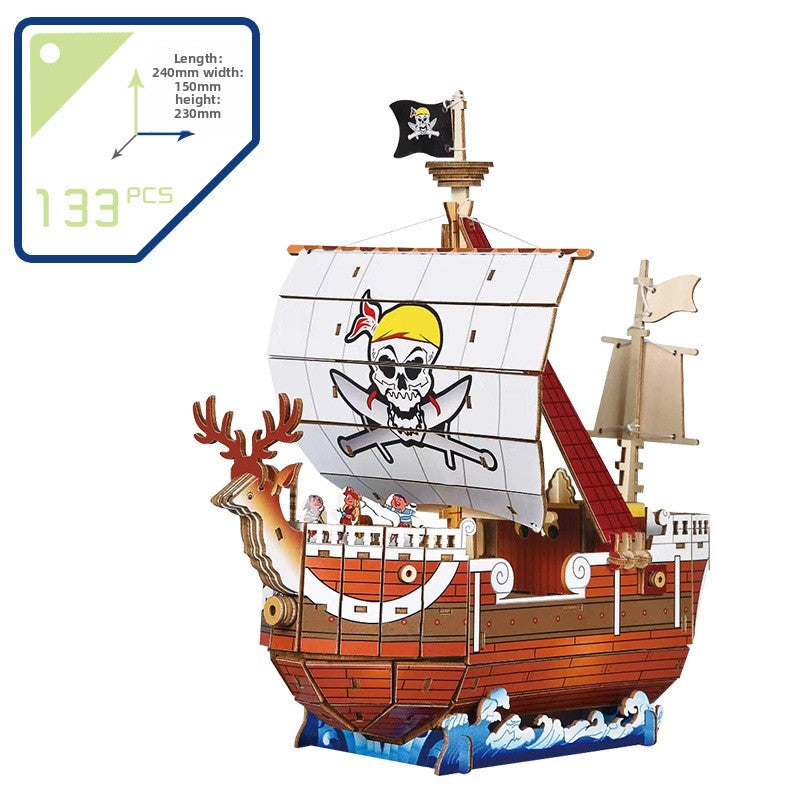 Wooden ship DIY assembly model