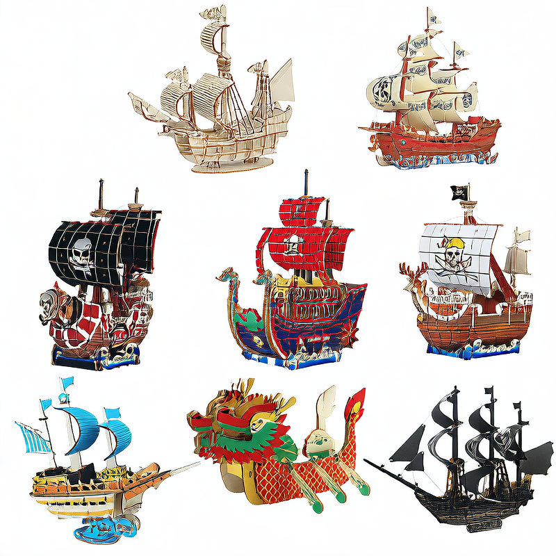 Wooden ship DIY assembly model