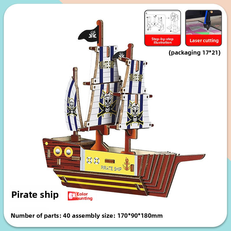 Wooden ship DIY assembly model