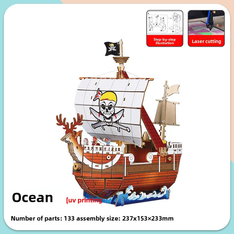 Wooden ship DIY assembly model