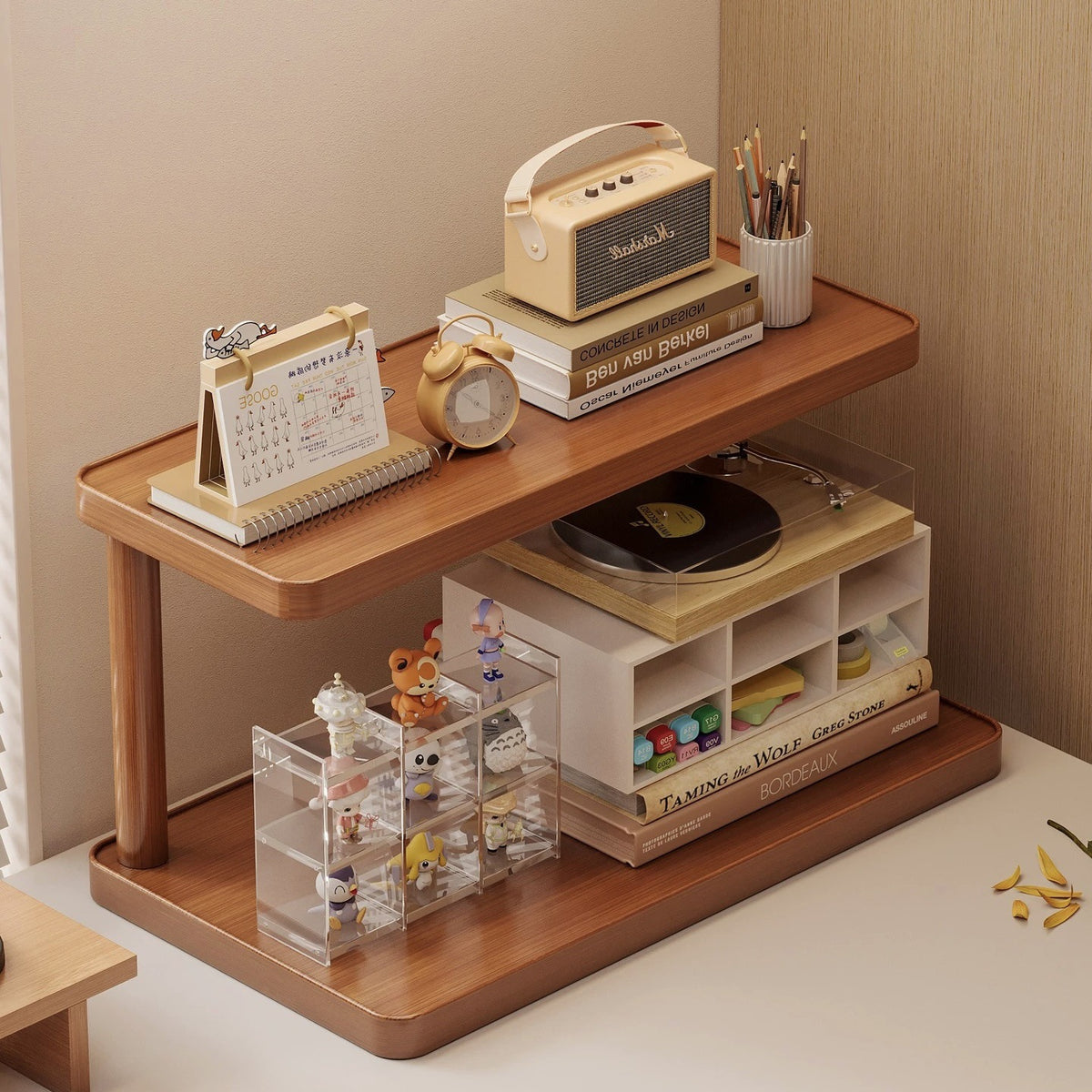 Wooden storage shelf