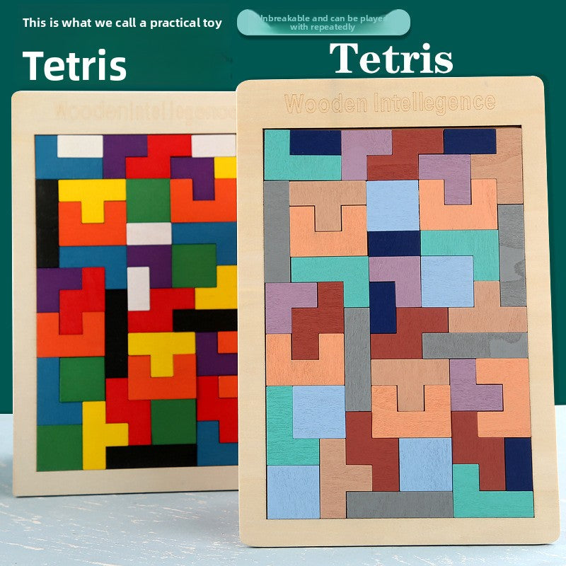 Wooden Tetris Puzzle Blocks