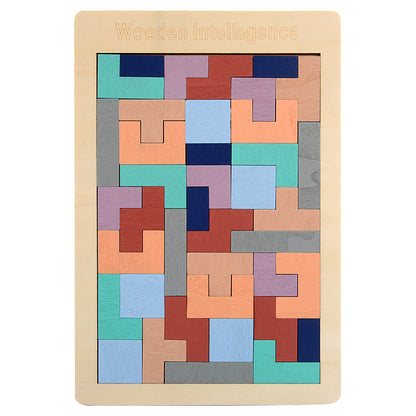 Wooden Tetris Puzzle Blocks