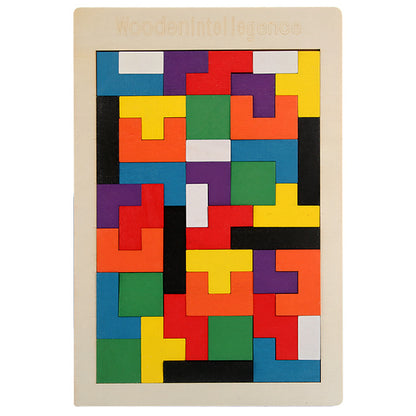 Wooden Tetris Puzzle Blocks