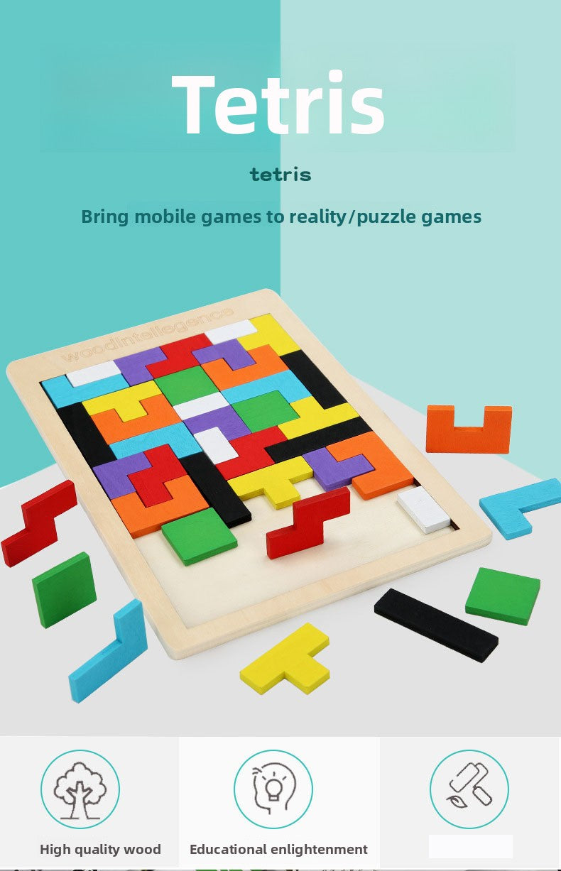 Wooden Tetris Puzzle Blocks