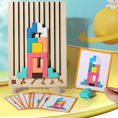Wooden Tetris Puzzle Blocks