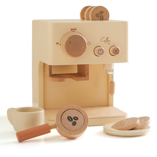Wooden toy coffee machine