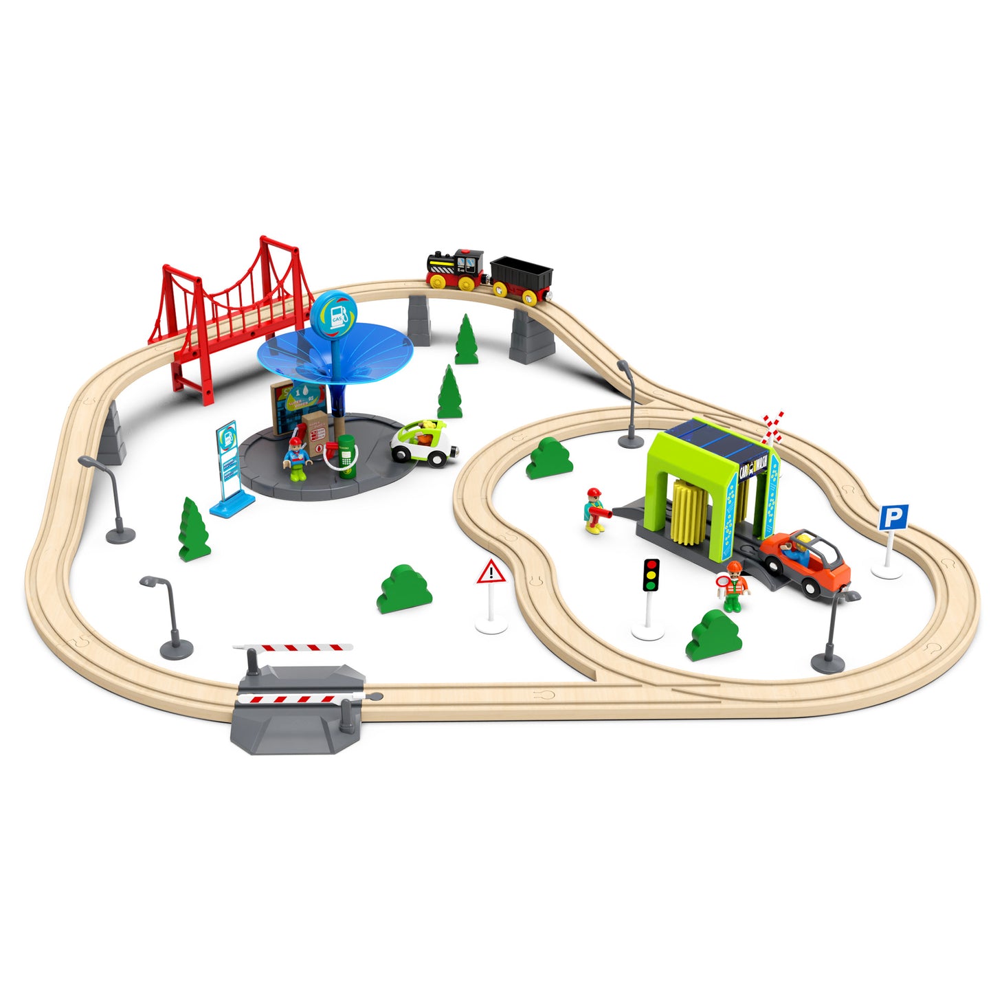 Wooden Track Electric Train Set
