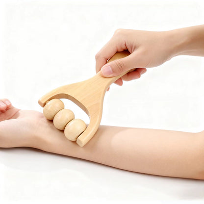 Wooden Triple Ball Massage Roller