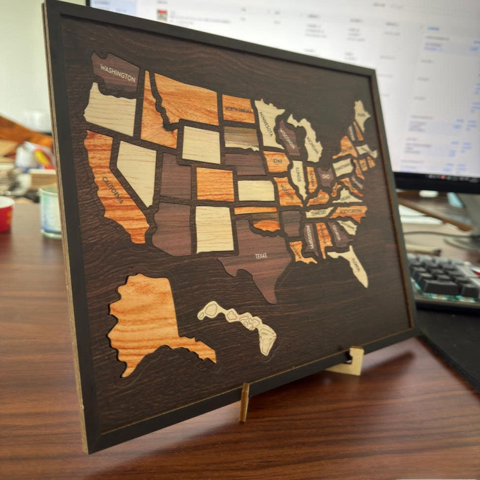 Wooden USA Map Puzzle Decor