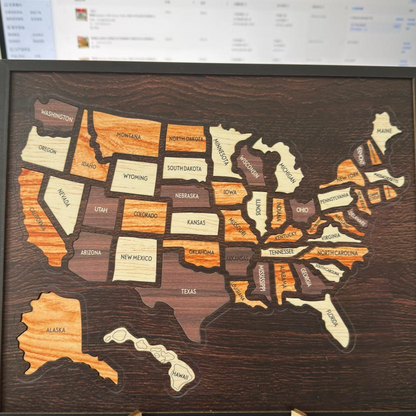 Wooden USA Map Puzzle Decor