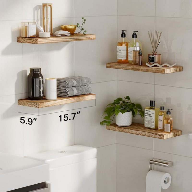 Wooden wall-mounted shelf