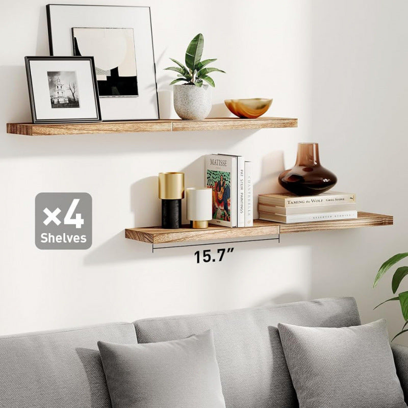 Wooden wall-mounted shelf