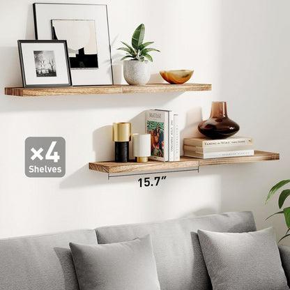 Wooden wall-mounted shelf