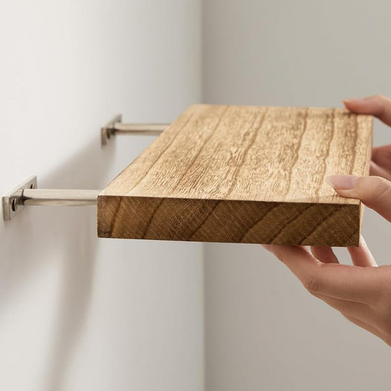 Wooden wall-mounted shelf