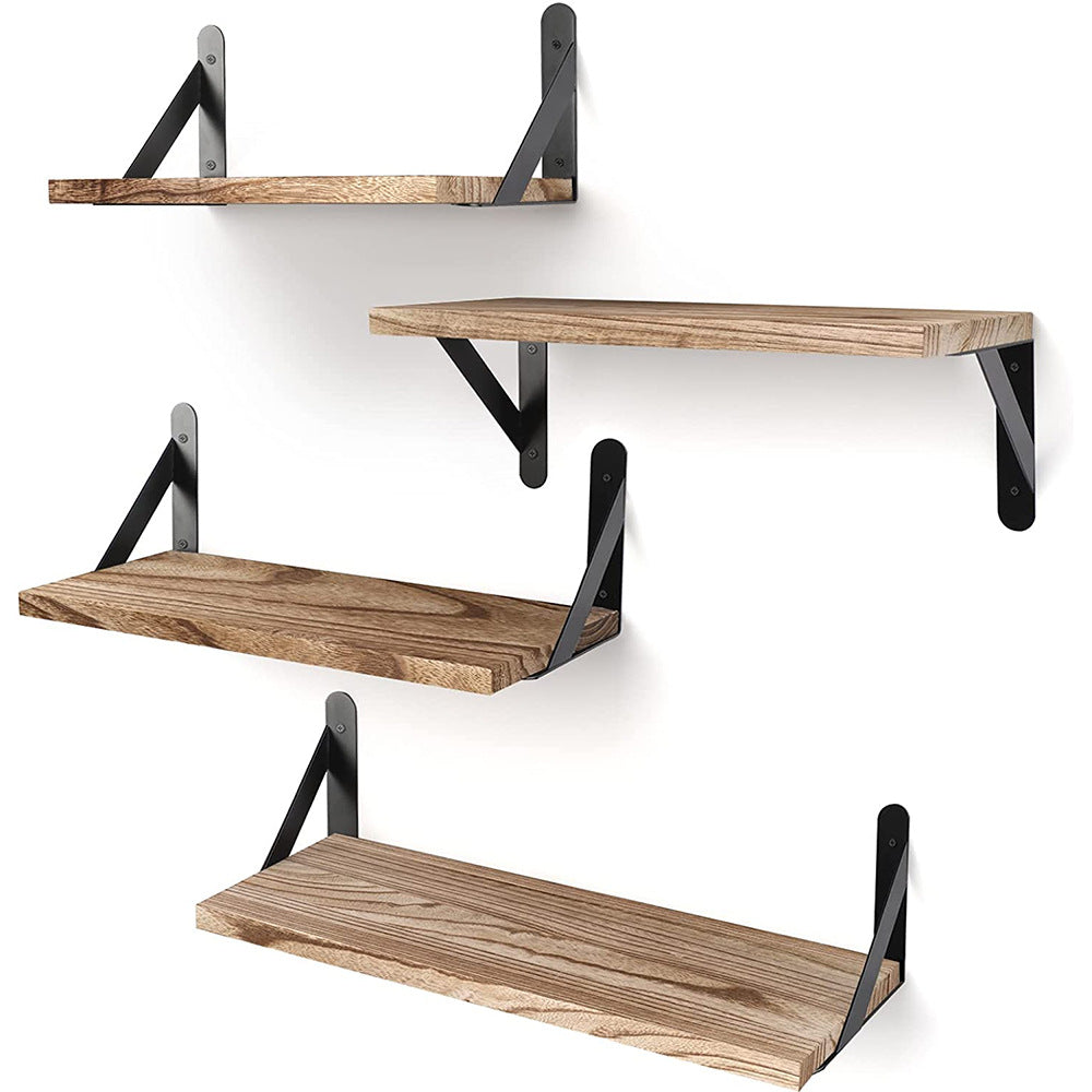 Wooden wall-mounted shelves