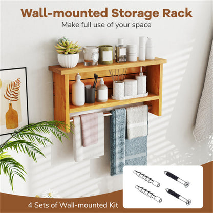 Wooden wall-mounted storage rack