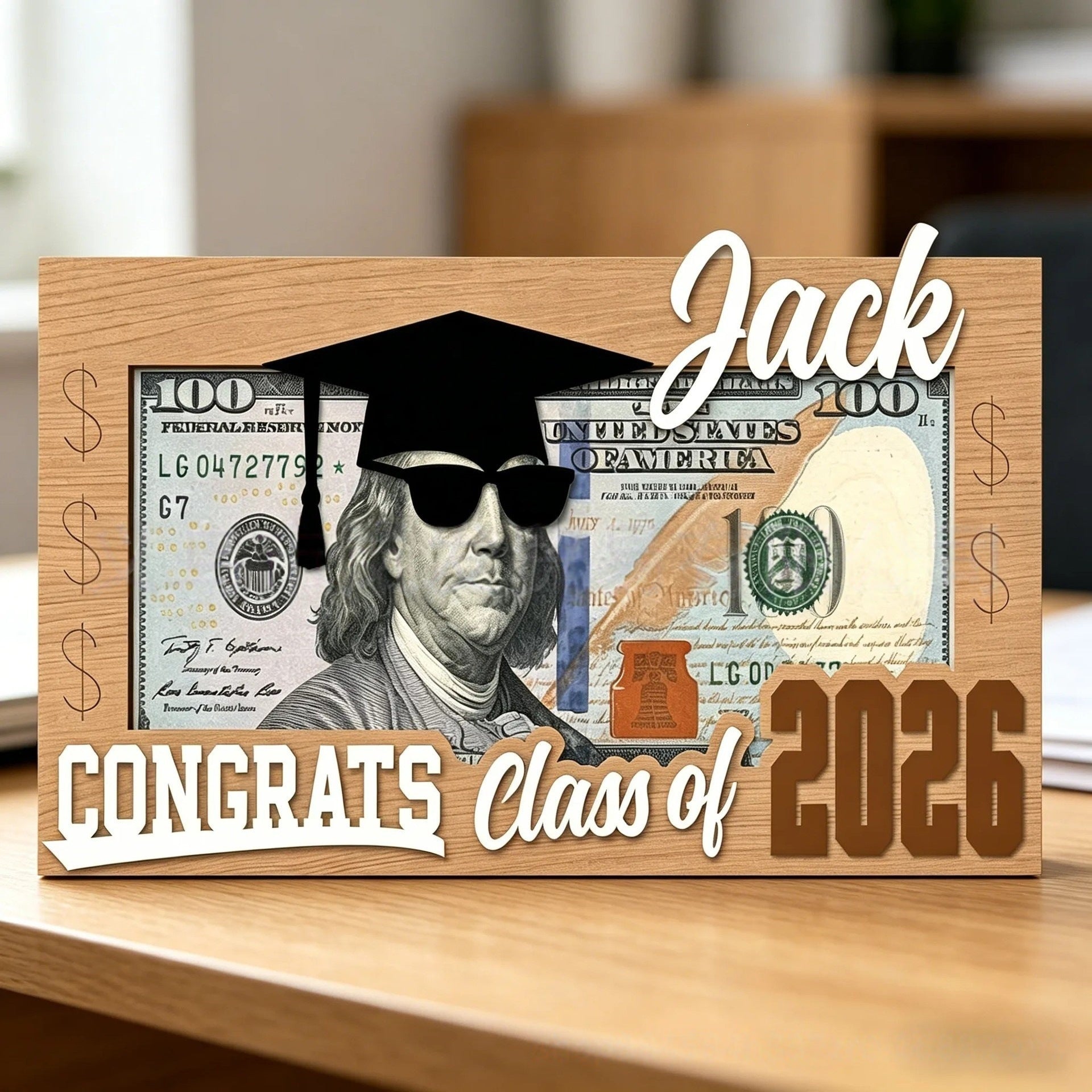 Wooden Wallet with Gift Card for Graduation and Special Occasions