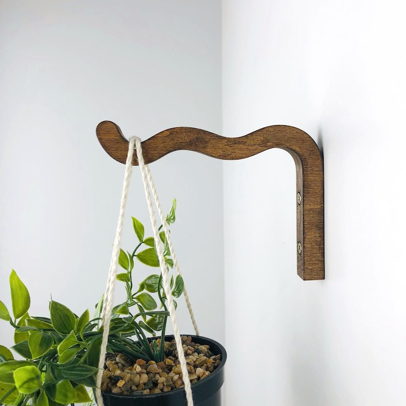 Wooden Wave Wall Mounted Plant Hanger