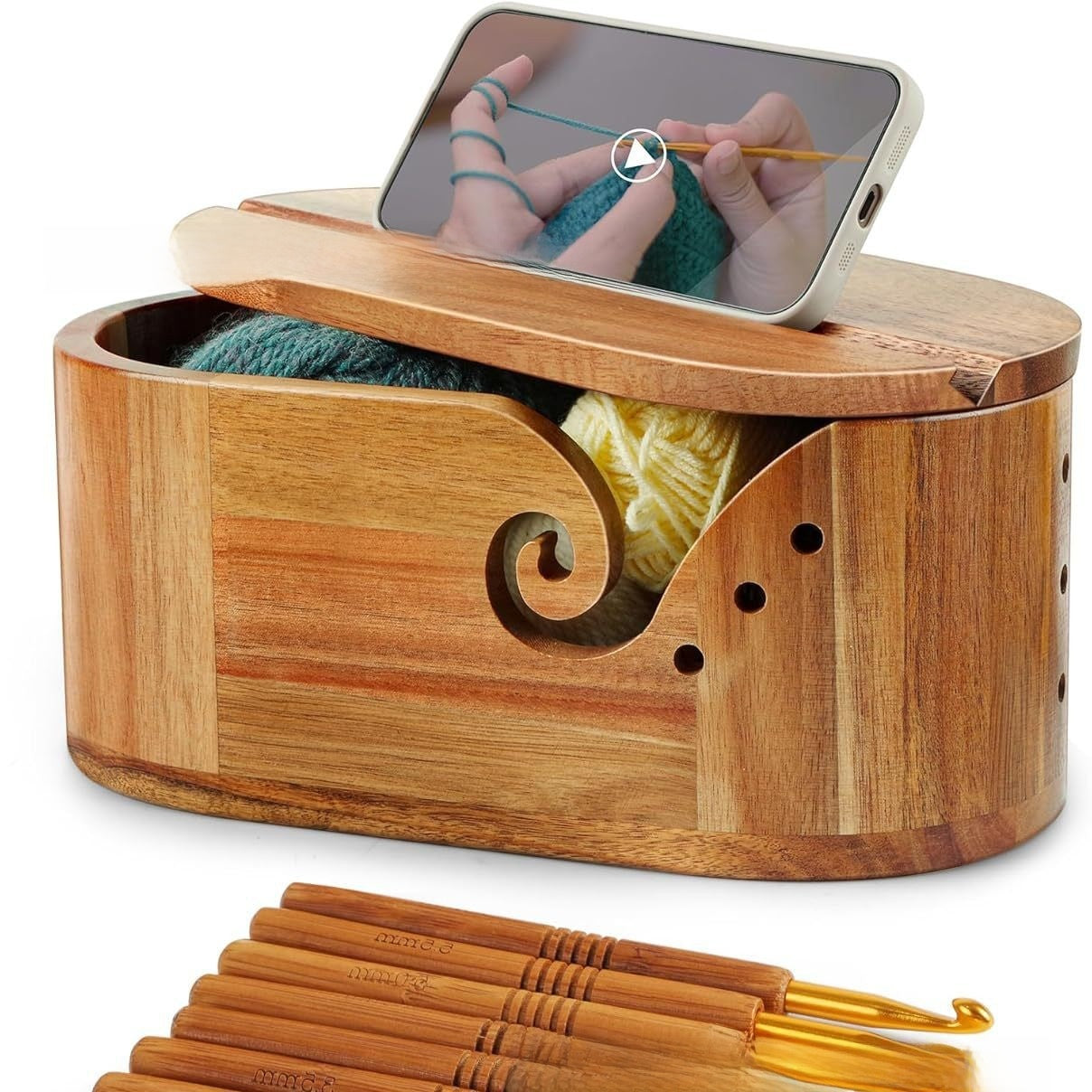 Wooden Woven Storage Bowl with Lid