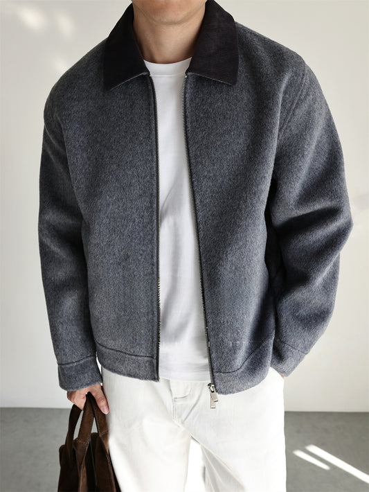 Wool Blend Corduroy Lapel Jacket