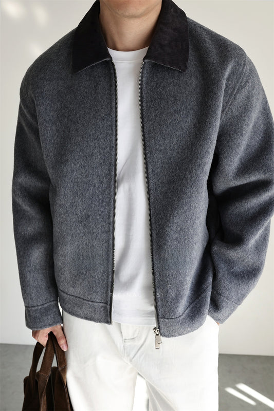 Wool Blend Corduroy Lapel Jacket