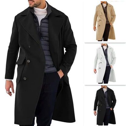Wool Blend Double-Breasted Winter Coat
