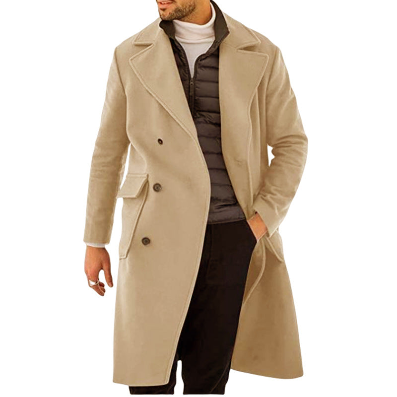 Wool Blend Double-Breasted Winter Coat