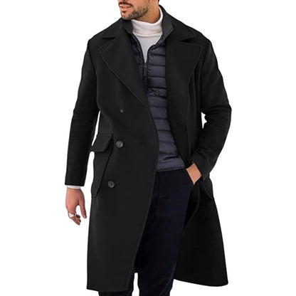 Wool Blend Double-Breasted Winter Coat