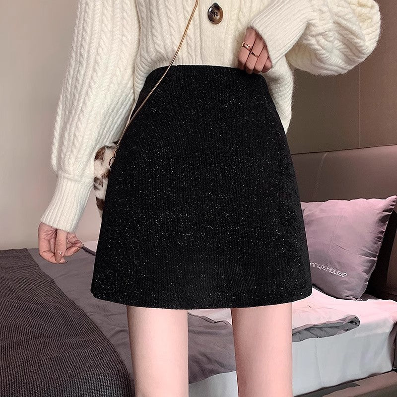 Wool Blend Sequin Short Skirt