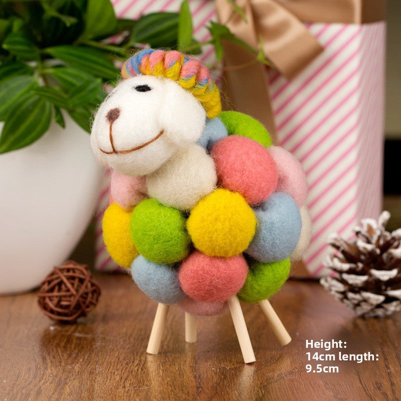 Wool Felt Sheep Ornament Scandinavian Desktop Decor