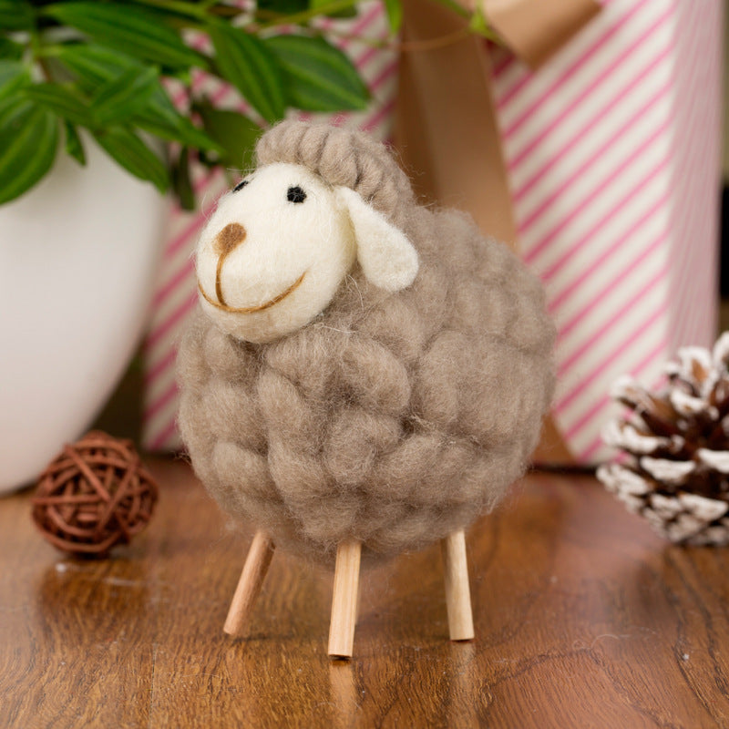 Wool Felt Sheep Ornament Scandinavian Desktop Decor
