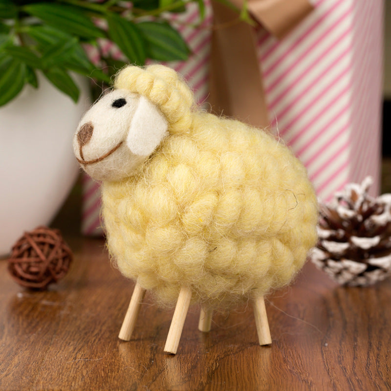 Wool Felt Sheep Ornament Scandinavian Desktop Decor