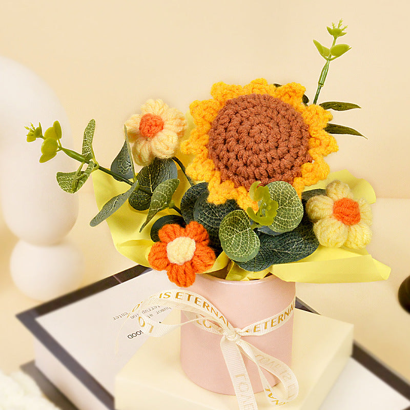 Wool Knitted Flower Bouquet Home Decor