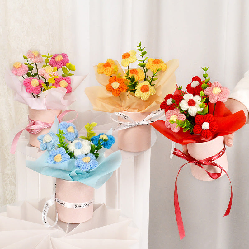Wool Knitted Flower Bouquet Home Decor