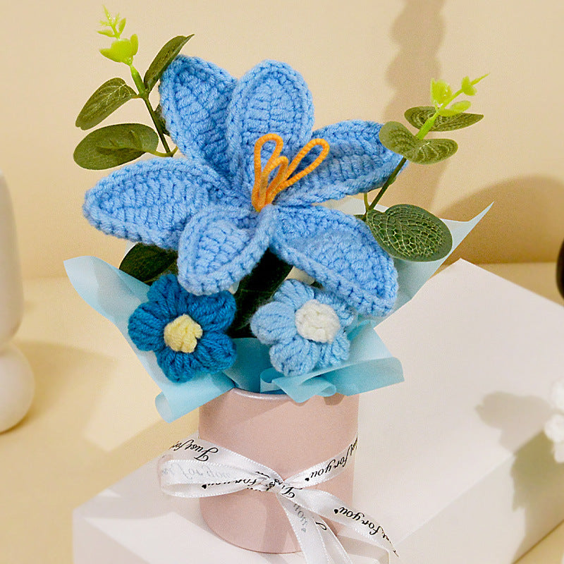 Wool Knitted Flower Bouquet Home Decor