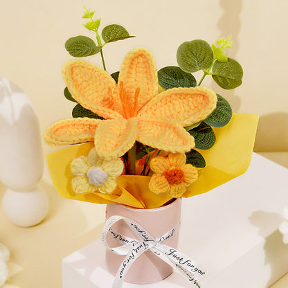 Wool Knitted Flower Bouquet Home Decor