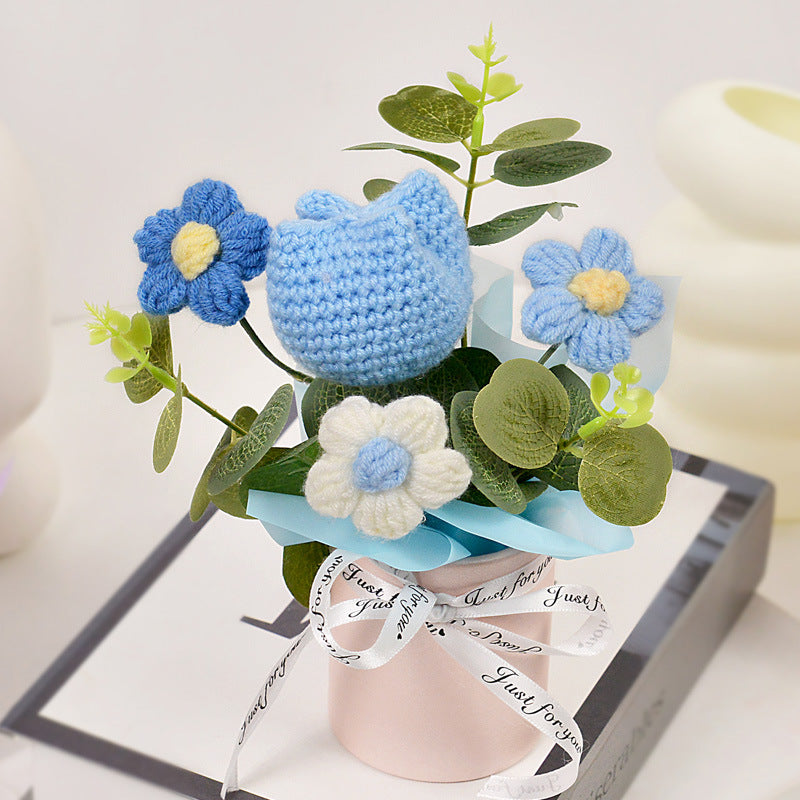 Wool Knitted Flower Bouquet Home Decor