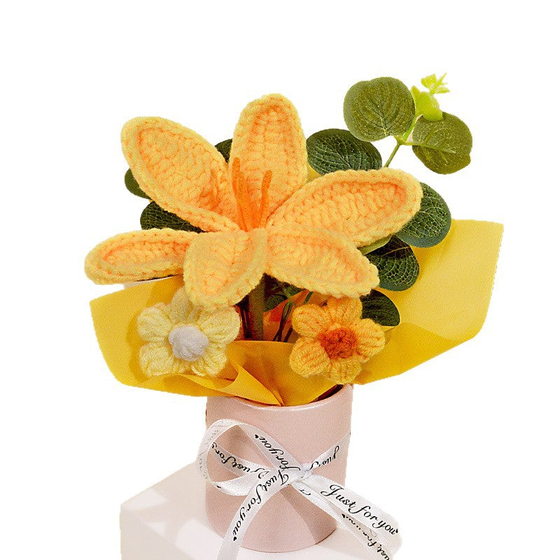 Wool Knitted Flower Bouquet Home Decor