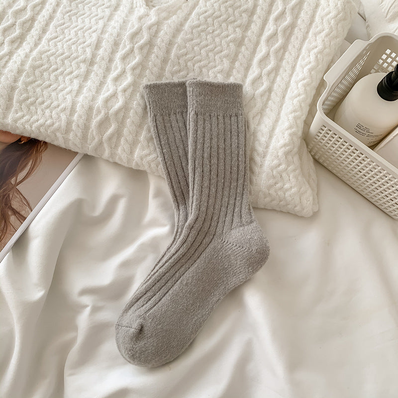 Wool Mid-Tube Fleece-Lined Socks for Women