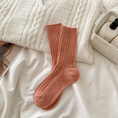 Wool Mid-Tube Fleece-Lined Socks for Women
