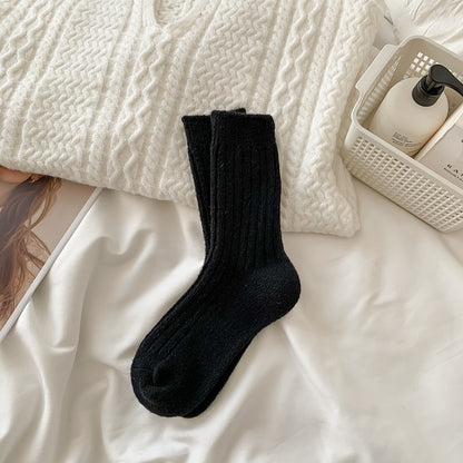 Wool Mid-Tube Fleece-Lined Socks for Women