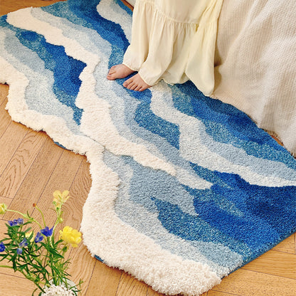 Wool pile carpet on the sea wave pattern
